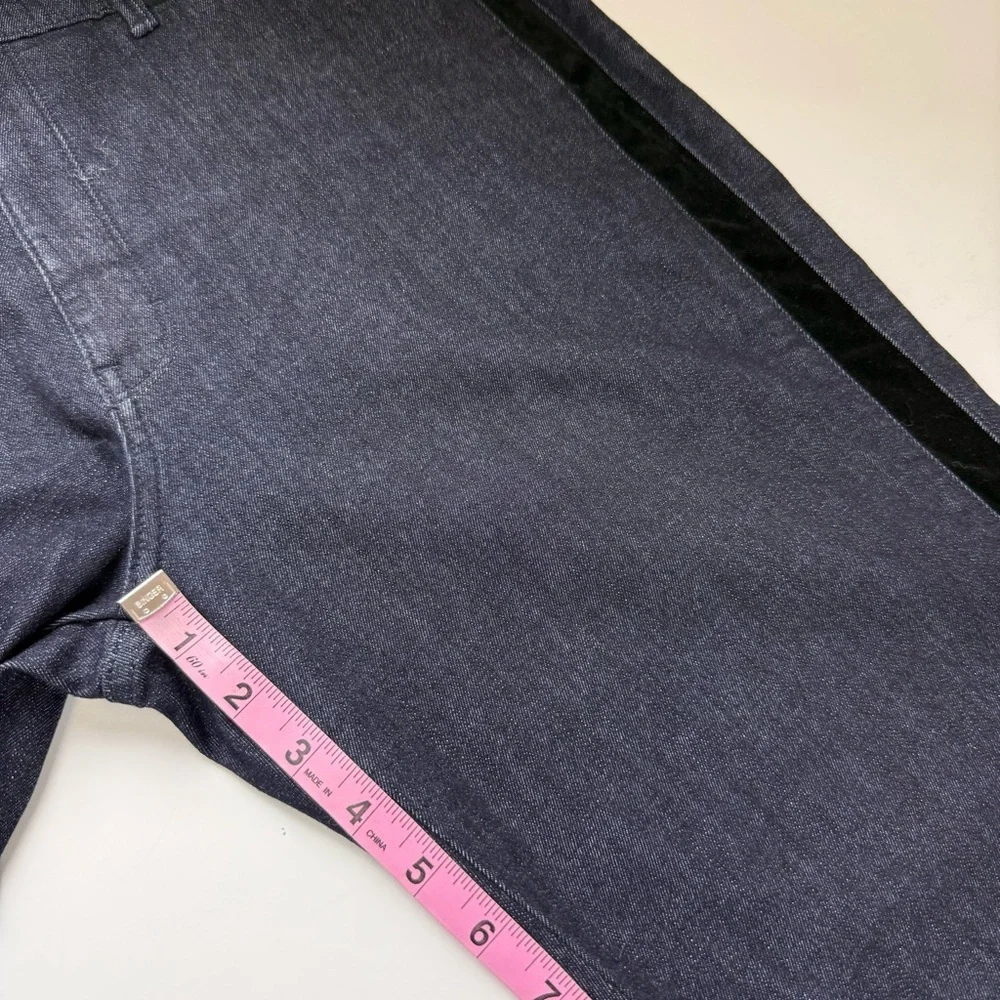 White House Black Market Wide Leg Jeans High Rise Trouser 12P Velvet Trim NWT